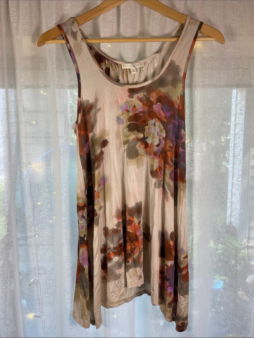 Weston Wear Beige Floral Swing Tank Anthropologie NWT